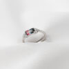 Bague en or blanc diamants et tourmaline tricolore